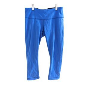 Lululemon Size 8 Wunder Under Crop Leggings Blue Reversible Pull On Stretch